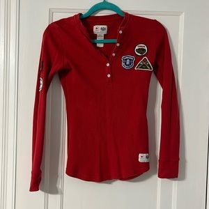 Official Team Canada Waffle Knit Henley Long Sleeve Olympic Shirt